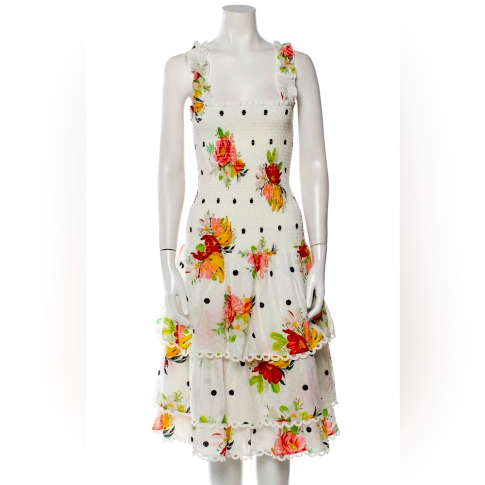 FARM RIO White Nanaju Midi Dress Size 01 Small Gently Used